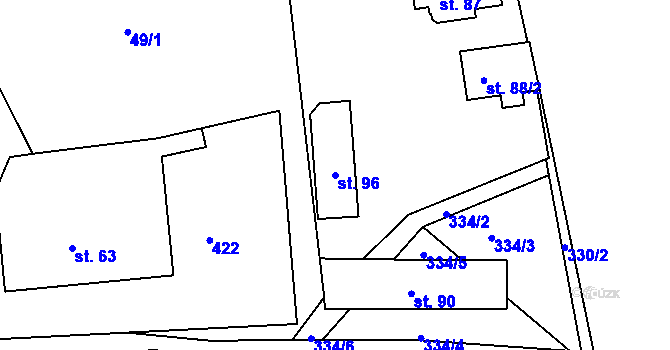 Parcela st. 96 v KÚ Vlčkov, Katastrální mapa