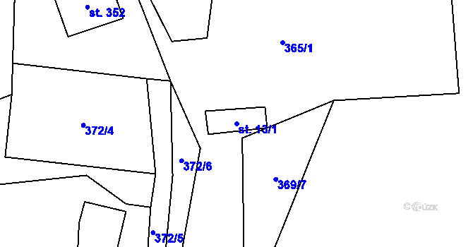 Parcela st. 13/1 v KÚ Vlčková, Katastrální mapa
