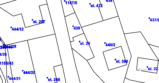 Parcela st. 26 v KÚ Vlčková, Katastrální mapa