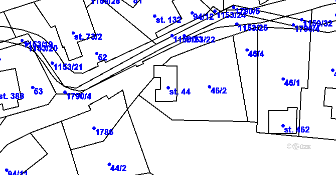 Parcela st. 44 v KÚ Vlčková, Katastrální mapa