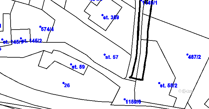 Parcela st. 57 v KÚ Vlčková, Katastrální mapa