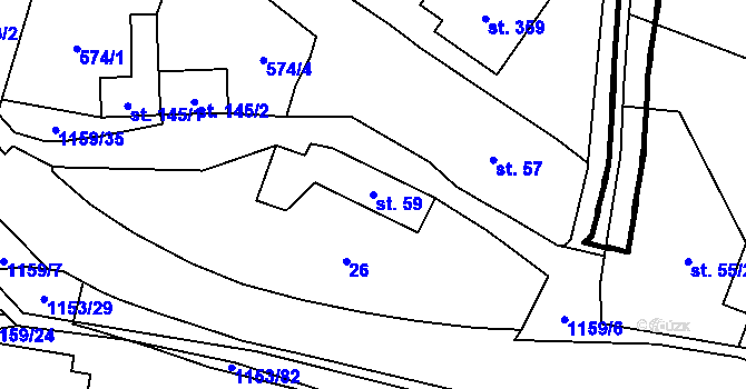 Parcela st. 59 v KÚ Vlčková, Katastrální mapa