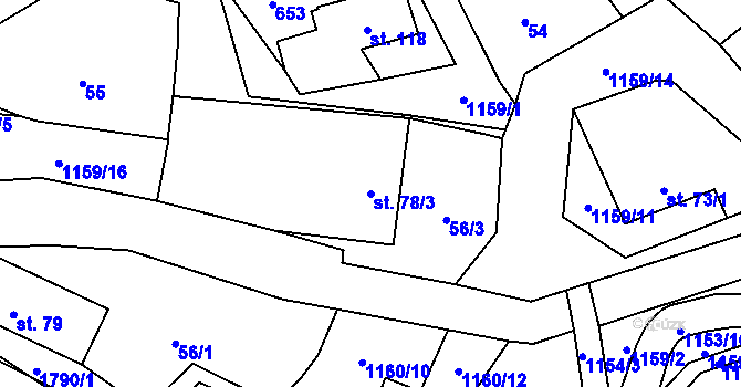 Parcela st. 78/3 v KÚ Vlčková, Katastrální mapa