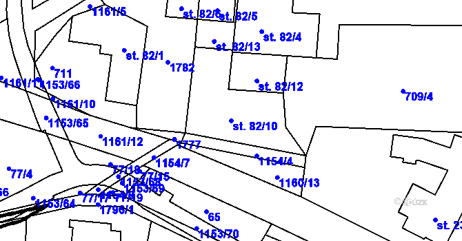 Parcela st. 82/10 v KÚ Vlčková, Katastrální mapa