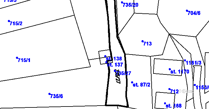 Parcela st. 138 v KÚ Vlčková, Katastrální mapa