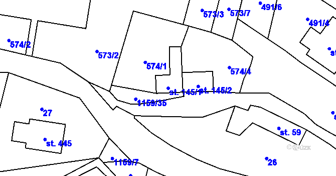 Parcela st. 145/1 v KÚ Vlčková, Katastrální mapa