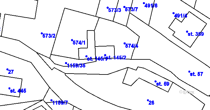 Parcela st. 145/2 v KÚ Vlčková, Katastrální mapa