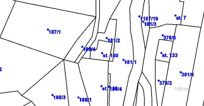 Parcela st. 160 v KÚ Vlčková, Katastrální mapa