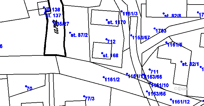 Parcela st. 168 v KÚ Vlčková, Katastrální mapa