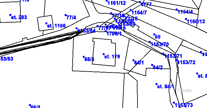 Parcela st. 179 v KÚ Vlčková, Katastrální mapa