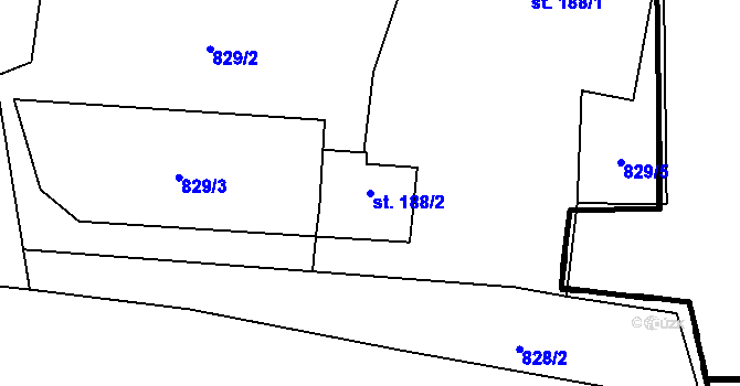 Parcela st. 188/2 v KÚ Vlčková, Katastrální mapa