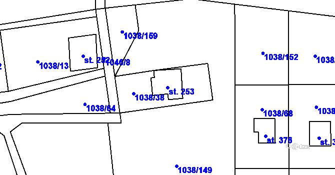 Parcela st. 253 v KÚ Vlčková, Katastrální mapa