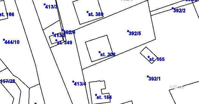 Parcela st. 308 v KÚ Vlčková, Katastrální mapa