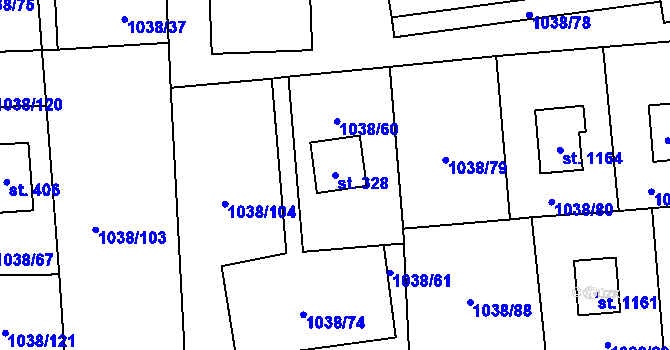 Parcela st. 328 v KÚ Vlčková, Katastrální mapa