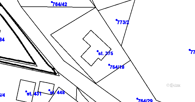 Parcela st. 375 v KÚ Vlčková, Katastrální mapa