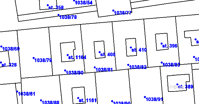 Parcela st. 405 v KÚ Vlčková, Katastrální mapa