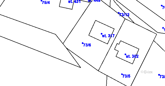 Parcela st. 73/6 v KÚ Vlčková, Katastrální mapa