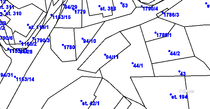 Parcela st. 94/11 v KÚ Vlčková, Katastrální mapa