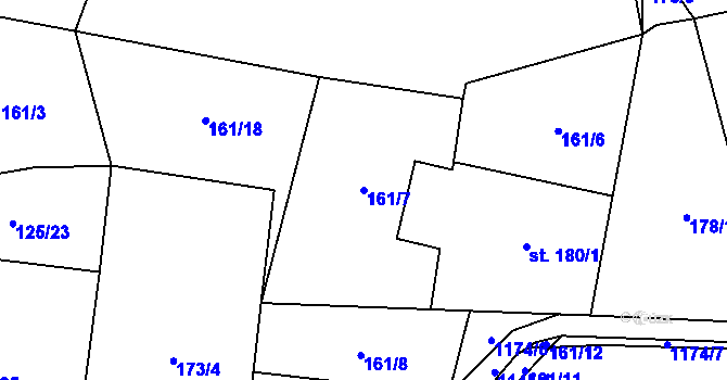 Parcela st. 161/7 v KÚ Vlčková, Katastrální mapa