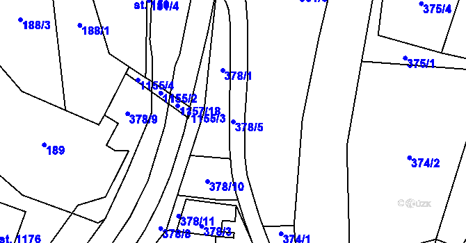 Parcela st. 378/5 v KÚ Vlčková, Katastrální mapa