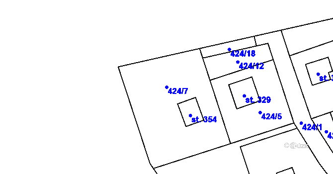 Parcela st. 424/7 v KÚ Vlčková, Katastrální mapa