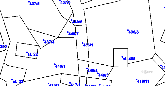 Parcela st. 436/1 v KÚ Vlčková, Katastrální mapa