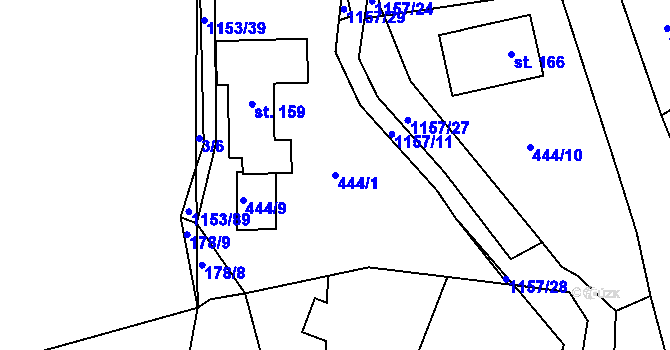 Parcela st. 444/1 v KÚ Vlčková, Katastrální mapa