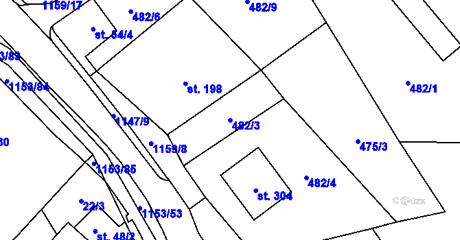 Parcela st. 482/3 v KÚ Vlčková, Katastrální mapa