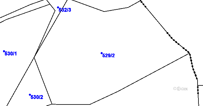 Parcela st. 529/2 v KÚ Vlčková, Katastrální mapa