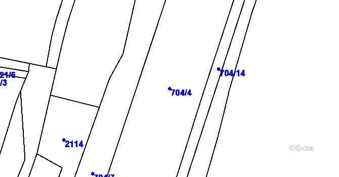 Parcela st. 704/4 v KÚ Vlčková, Katastrální mapa