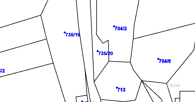 Parcela st. 735/20 v KÚ Vlčková, Katastrální mapa