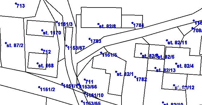 Parcela st. 1161/5 v KÚ Vlčková, Katastrální mapa