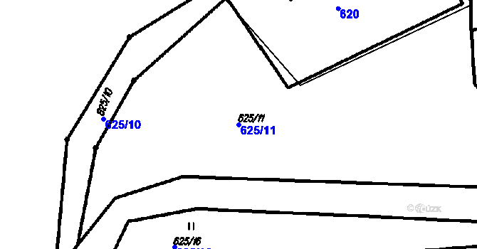 Parcela st. 625/11 v KÚ Vlčková, Katastrální mapa