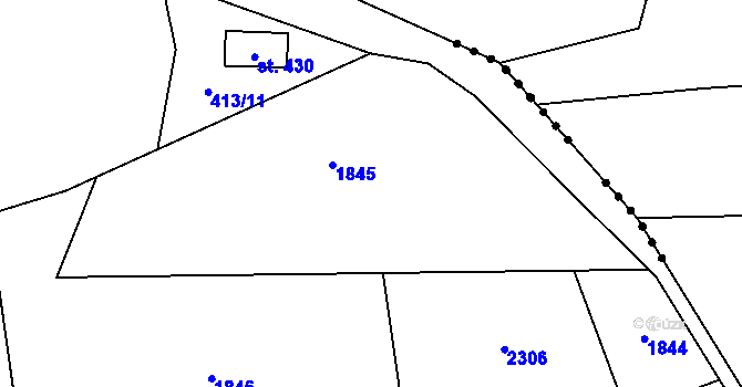 Parcela st. 410/2 v KÚ Vlčková, Katastrální mapa
