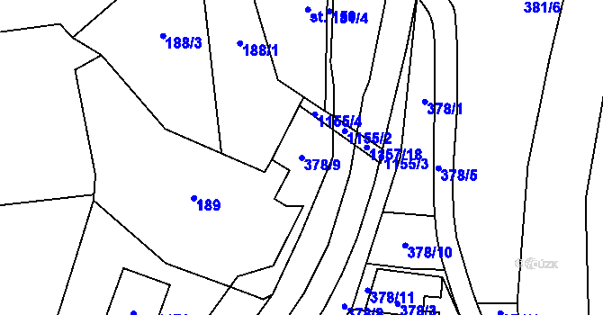 Parcela st. 378/9 v KÚ Vlčková, Katastrální mapa