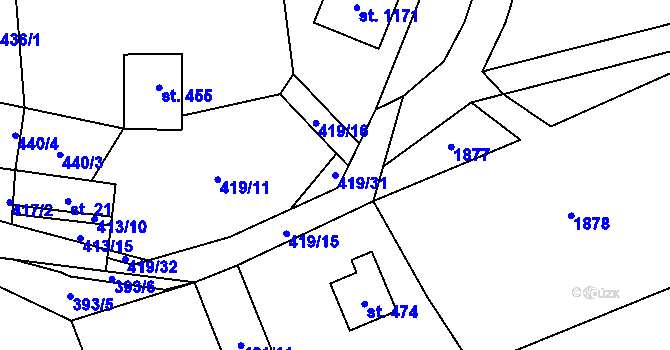 Parcela st. 419/31 v KÚ Vlčková, Katastrální mapa