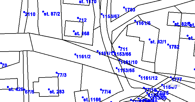Parcela st. 1161/11 v KÚ Vlčková, Katastrální mapa