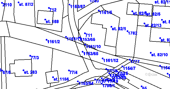 Parcela st. 1161/10 v KÚ Vlčková, Katastrální mapa