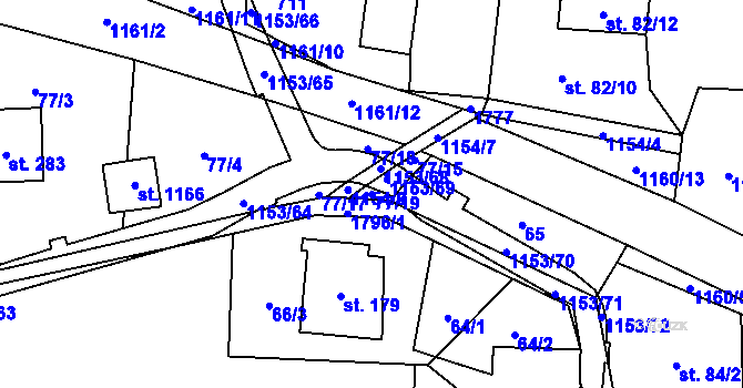 Parcela st. 77/19 v KÚ Vlčková, Katastrální mapa