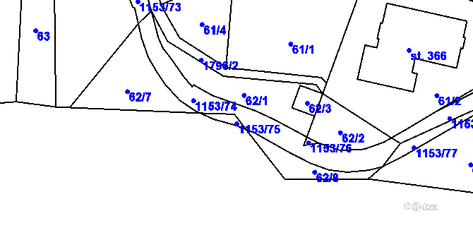 Parcela st. 1153/75 v KÚ Vlčková, Katastrální mapa