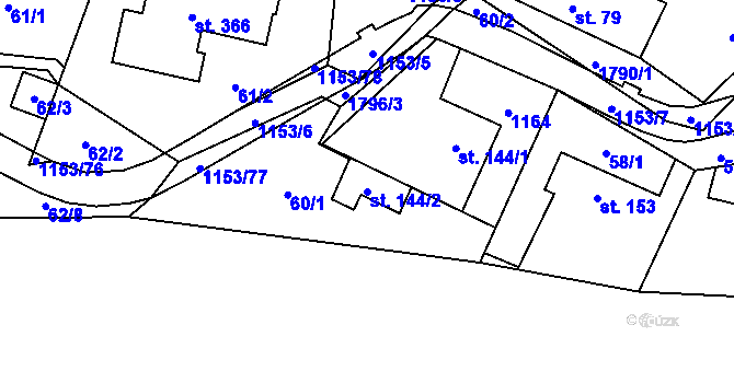 Parcela st. 144/2 v KÚ Vlčková, Katastrální mapa
