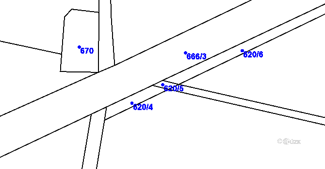 Parcela st. 620/5 v KÚ Vlčkovice u Mladkova, Katastrální mapa