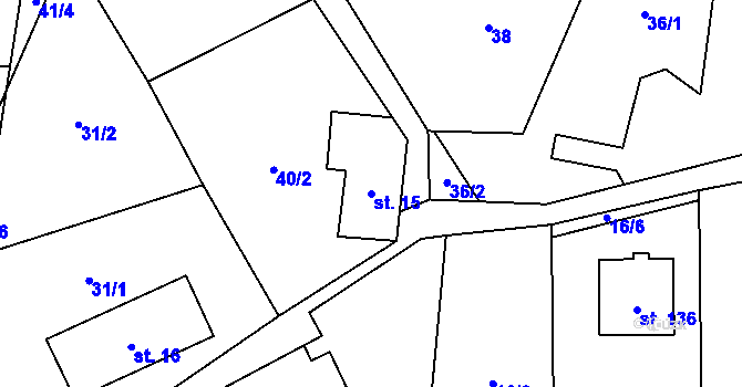 Parcela st. 15 v KÚ Vlčkovice u Mladkova, Katastrální mapa