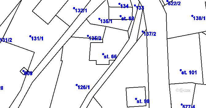 Parcela st. 66 v KÚ Vlčkovice u Mladkova, Katastrální mapa