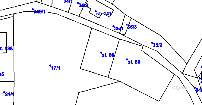 Parcela st. 88 v KÚ Vlčkovice u Mladkova, Katastrální mapa