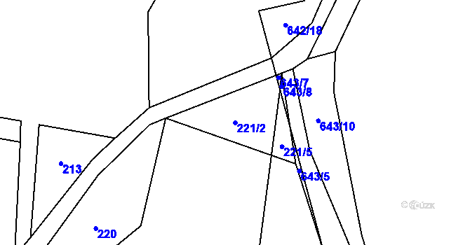 Parcela st. 221/2 v KÚ Vlčkovice u Mladkova, Katastrální mapa