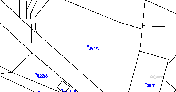 Parcela st. 361/5 v KÚ Vlčkovice u Mladkova, Katastrální mapa