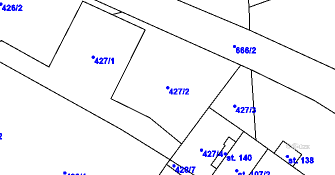 Parcela st. 427/2 v KÚ Vlčkovice u Mladkova, Katastrální mapa