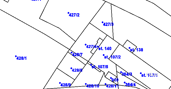 Parcela st. 427/4 v KÚ Vlčkovice u Mladkova, Katastrální mapa