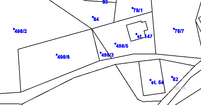 Parcela st. 498/3 v KÚ Vlčkovice u Mladkova, Katastrální mapa